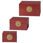 StyleCraft - Dann Foley Set of 3 Chinese-Style Wooden Keep Boxes Cherry - Stylish and functional, with the StyleCraft Dann Foley chinese-style keep boxes - set of 3, you'll never lose track of your valuables again. These decorative keepsake boxes make for an excellent decor piece and staple for storing jewelry, photos and so much more.