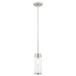 Livex Lighting - Livex Lighting Polished Chrome 1-Light Mini Pendant - The one light mini pendant from the Hillcrest collection features a simple elegant polished chrome frame paired with clear glass shades. Each shade is accented with a banded polished chrome ring to carry through the theme of finely crafted metal fittings.�