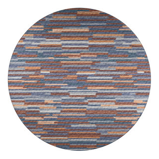 Indoor/Outdoor Sedona SN8 Denim Machine Washable 10' x 10' Round Rug ...