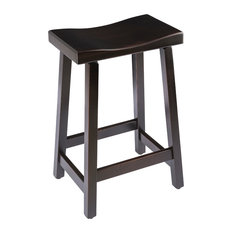 Furniture Barn USA - Urban Rustic Saddle Bar Stool, Maple Wood , Onyx Stain, Counter Height, 24" - Bar Stools and Counter Stools