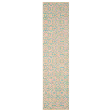 Safavieh Palm Beach Collection PAB511 Rug, Natural/Turquoise, 2' X 8'