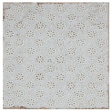 Annie Selke Artisanal Pearl Grey Lace Ceramic Wall Tile 6 x 6 in.