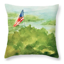 Coastal Beach American Flag Decorative Pillows - Decorative Pillows