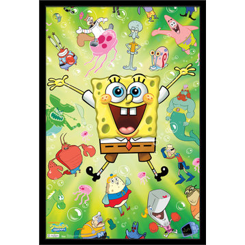 SpongeBob Burst Poster, Black Framed Version