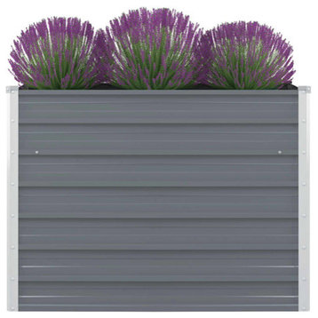 vidaXL Raised Garden Bed Patio Raised Flower Bed Galvanized Steel Planter Gray