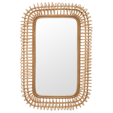 Rattan Coiled Rectangular Wall Mirror, Natural