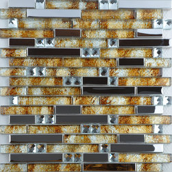Interlocking Mosaic Tiles Stainless Steel Square Diamond Tile  Crystal Glass Til - Mosaic Tile