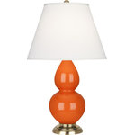 Robert Abbey - Robert Abbey 1685X Double Gourd - Accent Lamp - TABLE LAMP Base Dimensions: 5.125  Oxblood Glazed Ceramic w/ Antique Natural Brass Base  Ivory Silk Stretched FabricDouble Gourd Accent Lamp Pumpkin Glazed Ceramic Antique Natural Brass and Pearl Dupioni Fabric Shade *UL Approved: YES *Energy Star Qualified: n/a  *ADA Certified: n/a  *Number of Lights: Lamp: 1-*Wattage:150w A19 Medium Base bulb(s) *Bulb Included:No *Bulb Type:A19 Medium Base *Finish Type:Antique Natural Brass