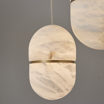 Living Room Kitchen Capsule Shape Alabaster Chandelier