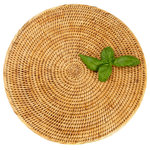 Artifacts Trading Company - Artifacts Rattan Round Placemat, Honey Brown, Medium - Our handwoven rattan round placemats offer a great way to both decorate and protect your table.