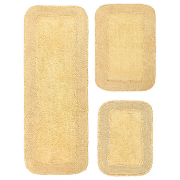 Radiant Collection Bath Rugs Set, 3-Piece Set With Runner, Yellow