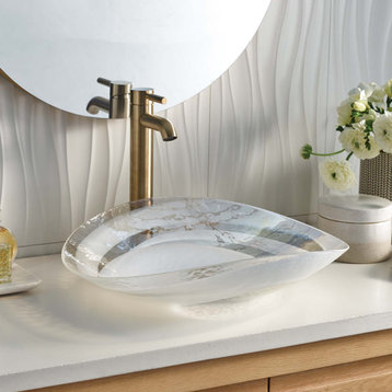 Sorrento Murano Glass Bathroom Sink, Seaspray
