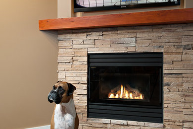 Rustic Fireplace with Inset TV