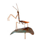 Handcrafted Copper Praying Mantis Garden Stake