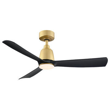 Kute 44"Indoor/Outdoor Ceiling Fan With Black Blades Brushed Satin Brass