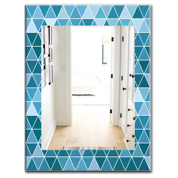 Designart Triangular Colourfields 34 Modern Frameless Wall Mirror, 28x40