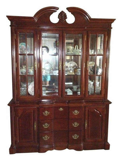 dark cherry wood china cabinet - traditional - china cabinets and