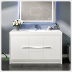 Eviva - Eviva Grace Vanity, White, Single Sink - With an ever-increasing varaities of modern bathroom vanities, you can't overlook the Eviva Grace. This vanity is simply the highlight of Eviva's modern family of vanitiies, it has the best of both worlds: practicality and elegance. It features spacious drawers and storage spaces for everyday activities, durable toughened acrylic countertop, wood veneer  and  waterproof finish, elegant minimalist design, sleek chrome hardware and Eviva's signature of soft-closing roller-sliding  drawers and doors. It comes in white and combinations of natural oak/white and gray oak/white. Eviva Grace is guaranteed to be matchless in the market because of 8 different sizes that make fitting a modern vanity in your bathroom an unchallenging feat.
