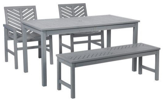 Walker Edison 4-Piece Chevron Outdoor Patio Dining Set, Gray Wash ...