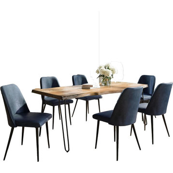 7-Piece Solid Dining Set With  Mid-Century Modern Chairs