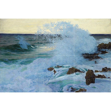 Tile Mural Kitchen Backsplash Seascape Sea Surf Wave, Ceramic Matte