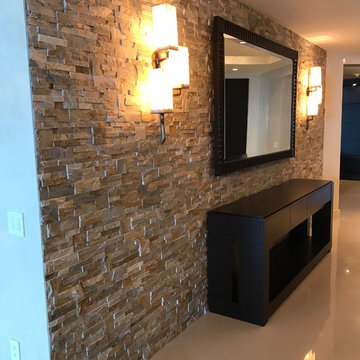 Living Room with Gobi Format Natural Stone Wall Panels