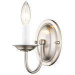 Livex Lighting - Home Basics Wall Sconce, Brushed Nickel - This one light wall sconce from the Home Basics collection is an alluring reflection of traditional style. The elegant sweeping arm and brushed nickel finish are beautiful details that unite for a breathtaking piece.