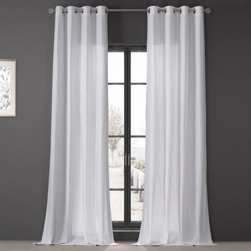 Dune Textured Solid Cotton Grommet Curtain Pair, Prime White, 50"wx84"l