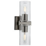 Livex Lighting - Clarion 2 Light Black Chrome Vanity Sconce - The clarion transitional two light vanity sconce will bring posh sophistication to your decor. The backplate and clear cylinder glass give this black chrome finish a sleek, contemporary look.