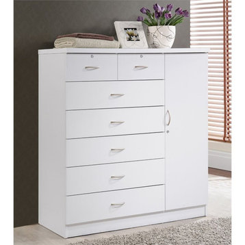 Bowery Hill 7 Drawer Chest with Locks on 2 Drawers and 1 Door in White Wood