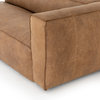 80" Gerardina Laf Sofa Natural Washed Sand Sectional Top Grain Leather Oak Weat