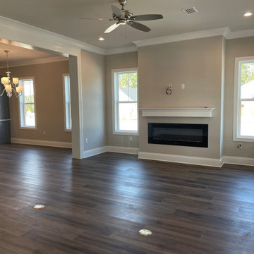 Beautifully installed 9x60 Luxury Vinyl Plank with a painted beveled edge