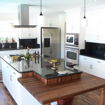 White Cabinet Kitchen with Black Tabletop