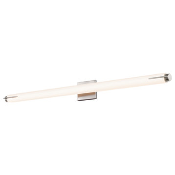 Tubo Slim LED 40" Vanity Light With Etched Glass, Satin Nickel, Spine Trim