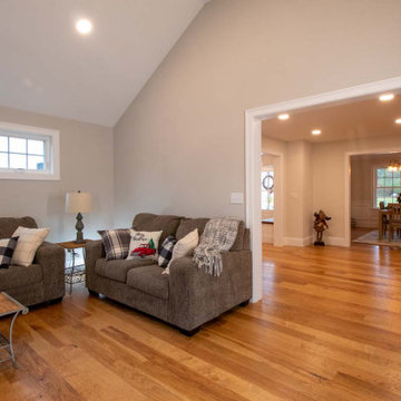 Family Room with Vaulted Ceilings and Fireplace