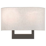 Livex Lighting - Livex Lighting Hayworth Bronze Light ADA Wall Sconce - Raise the style bar with a designer wall sconce in a handsome and versatile contemporary manner. This two light wall sconce comes in a bronze finish with a rectangular oatmeal fabric hardback shade.