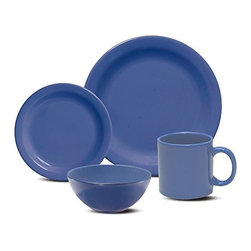 Oxford Porcelains - Oxford Daily 16 Piece Dinnerware Place Setting, Blue - Dinnerware Sets