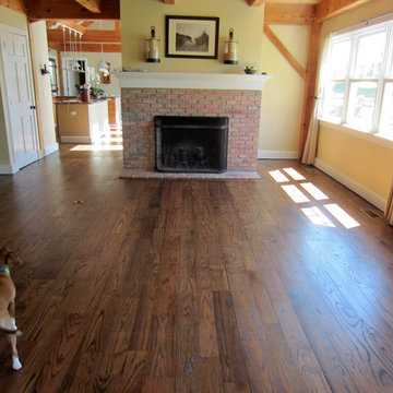 SAGAPONACK FARMHOUSE: WIDE PLANK RED OAK REVIVED - MED BROWN STAIN/TRAFFIC HD