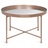 Celia Round Mirrored Coffee Table, Rose Gold 28.25x28.25x19