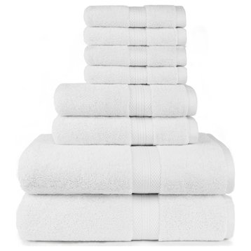 Heirloom Manor Sarajane 800 GSM Solid 8 Piece Bath Towel Set, White