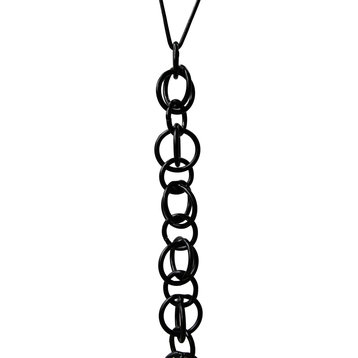 Double Loops Matte Black Aluminum Rain Chain With Installation Kit, 11'