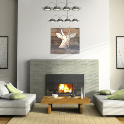 Antelope Head Wall Art- Steel and reclaimed wood - Artwork