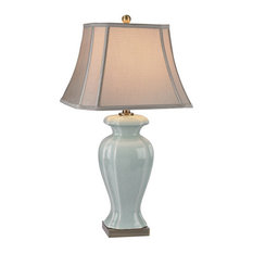 Table Lamp 1-Light With Celadon Antique Brass Earnware Metal 29"