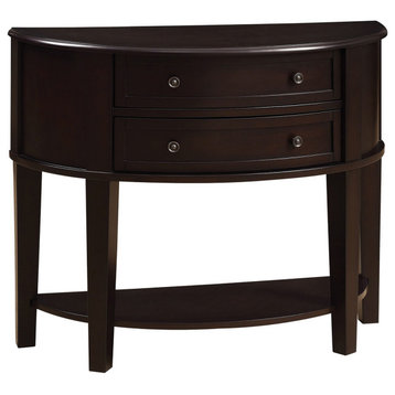 Demilune Shape Console Table with 2 Drawers, Cappuccino