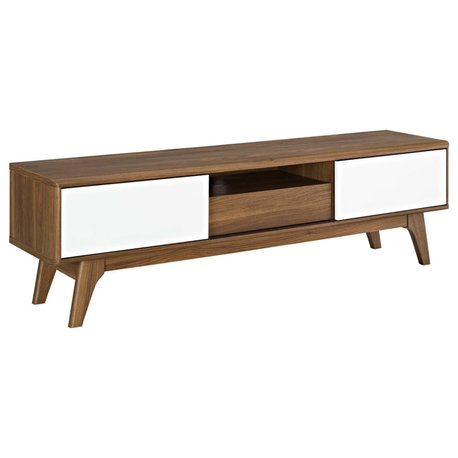 Envision 59 TV Stand - Sleek Design Hidden Storage Cable Management Walnut Fi