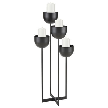 Thin Staggered Heights Candle Holder made of Metal in Black Color and Holds 4