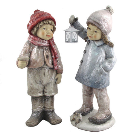 Woodland Standing Tushkas With Birds & Candle Holder, Set of 2