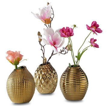 Glamour Golden Vases, Set of 3