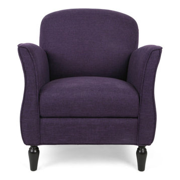 GDF Studio Crew Traditional Tweed Armchair, Purple Tweed/Dark Brown