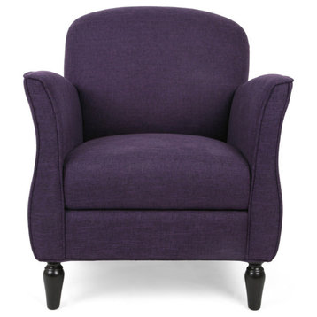 GDF Studio Crew Traditional Tweed Armchair, Purple Tweed/Dark Brown